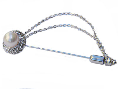 (真珠:パール):ブローチ:あこや本真珠:ピンブローチ:7.5mm:ラペルピン