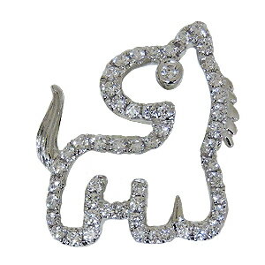 卒業式 ダイヤモンドブローチ 馬 うま ピンズ ホース ブローチ ラベルピン ダイヤモンド K18 ホワイトゴールド ジュエリー 4月誕生石 品質保証書付き ケース付き 送料無料