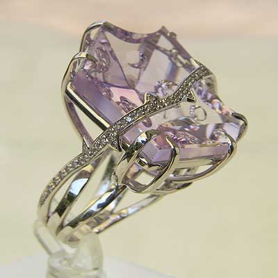 指輪アメジスト ダイヤモンド リング K18WG ホワイトゴールド 指輪 紫水晶 リング