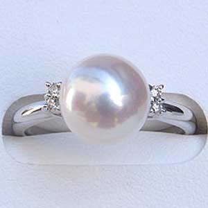 リング パール 指輪 あこや真珠パールリング K10ホワイトゴールド ダイヤモンド ジュエリー