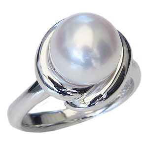 真珠 パール:リング:あこや本真珠:指輪:9mm:ホワイトゴールド