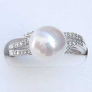 リング パール 指輪 あこや真珠パールリング K18ホワイトゴールド ダイヤモンド ジュエリー