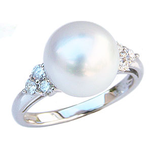 《予約販売》南洋白蝶真珠:リング:ダイヤモンド:パール:10mm:K18WG:ホワイトゴールド:指輪