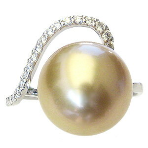 パール リング 真珠 指輪 南洋白蝶真珠 K10WG ホワイトゴールド 径12mm ゴールド系 ダイヤモンド 指輪