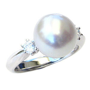 真珠 パール:リング:南洋白蝶真珠:ダイヤモンド:ピンクホワイト系:10mm:Pt900:プラチナ