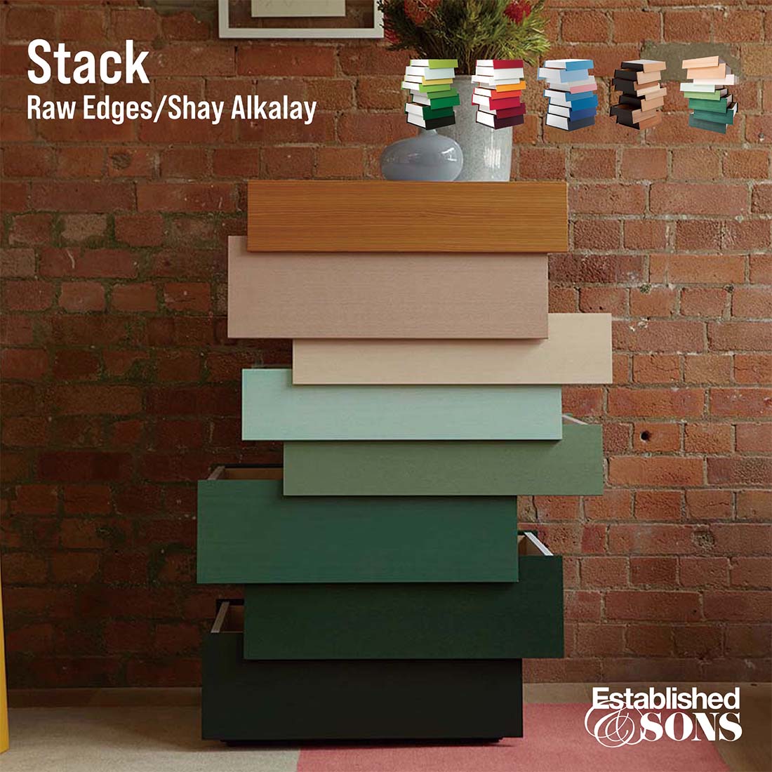 Established&Sons エスタブリッシュドアンドサンズ Stack 8drawer スタック 8段 Raw Edges/Shay Alkalay 収納 棚 箪笥