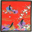 日本のお土産　海外おみやげ日本はんかち（ハンカチ）平安王朝　十二単衣　赤色日本製　海外お土産　十二単衣（じゅうにひとえ）海外(外国)への贈り物として喜ばれています。
