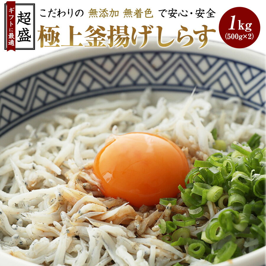 【送料無料】※北海道、沖縄県を除く 超盛り極上釜揚げしらす500g×2袋 計1kg | <strong>ギフト</strong> しらす シラス <strong>ご飯のお供</strong> お取り寄せ おつまみ 酒の肴 おとも ごはんのお供 グルメ 釜揚げしらす ご飯のおとも 離乳食 おかず 内祝い お祝い 海鮮 海産物 正月 おせち 謹賀新年 年越し