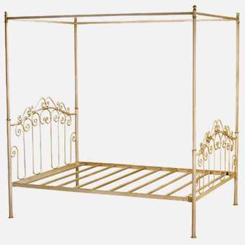 白家具　アンティーク　天蓋ベッド　フレームのみ