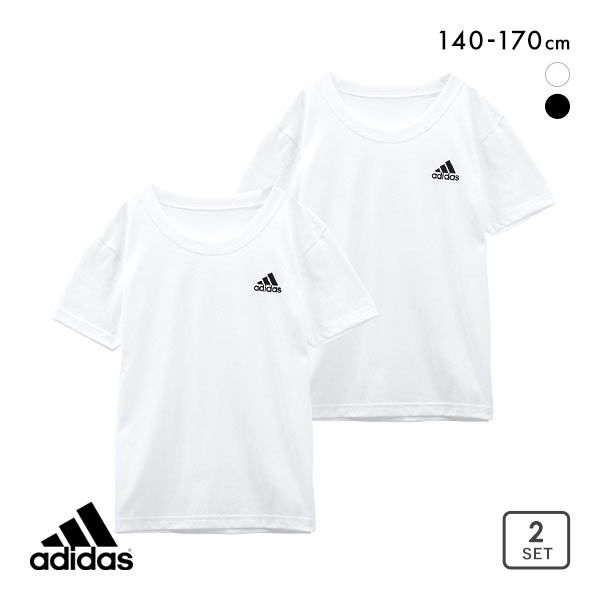 【メール便(30)】 <strong>アディダス</strong> adidas 2P クルーネック Tシャツ 2枚組 インナー ロゴ キッズ ジュニア 男の子 全2色 140-170