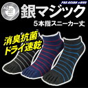 銀マジック抗菌消臭 5本指銀イオン靴下 3ミリボー