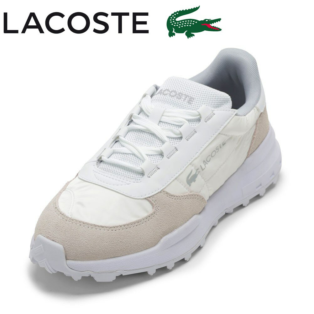 ラコステ LACOSTE 50SMA0084 メンズ靴 靴 シューズ 2E相当 スニーカー ランニング ウォーキング シューズ メッシュ 通気性 ELITE ACTV EVO 225 1 SMA ナイロン スエード ローカットスニーカー 人気 ブランド ホワイト×ライトグレー