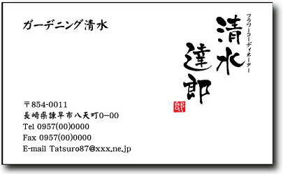 名刺 作成 印刷【筆文字名刺・落款付きデザイン2(横型)（1セット100枚）・ケース付】...:shoeido-r:10000003