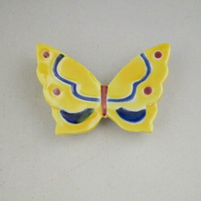 【京焼 清水焼】色絵蝶々箸置き　黄単品