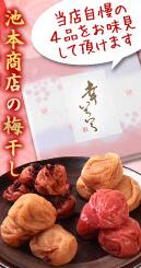 幸いろいろ【お試し4種セット/お試しセット】人気の4種食べ比べ　幸梅漬・はちみつ梅・しそ梅・しそかつお梅60g4個セット【送料無料】【<strong>無添加</strong>】【南高梅（ウメボシ）】【特Aクラス紀州産南高梅（うめぼし）】※送料は北海道400円、沖縄600円別途ご負担となります。