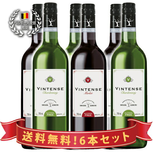 送料無料＆6本まとめてお買い得 美味しいノンアルコールワイン ヴィンテンス・メルロー/シャルドネ 紅...:shonanwineshop:10000243