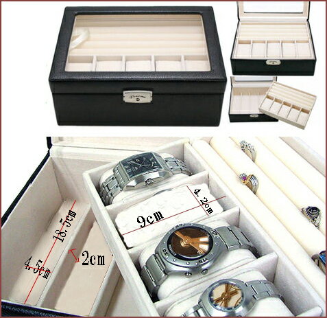 ベローナ 2段 牛革 ジュエリーボックス 5本 時計 収納ケース ウォッチ コレクション …...:shop-1616:10002762