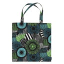 マリメッコ marimekko ピエニシィールトラプータルハ コットントートバッグ 44x43cm (ホワイト×グリーン×ブラック) 067810 160 Siirtolapuutarha bag 【楽ギフ_包装】