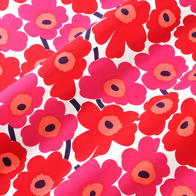 マリメッコ marimekko ファブリック生地 ミニウニッコ （001 レッド×ピンク） 10cm単位カット販売 066475 001 Cotton fabric MINI UNIKKO