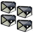 4個セット 100LED ソーラーライト ウォールライト 人感センサーライト PIR 夜間自動点灯 IP65防水 太陽光充電 玄関灯 ◇ALW-W-100LED-4SET