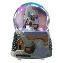 スノーグローブ 雪 置物 インテリア 海外モデル 【送料無料】Juniland Castle Snowy House and Automatic Revolving Train Snow Globe Color Changing Light Effect Snowglobe Plays Winter Wonderland (Castle andスノーグローブ 雪 置物 インテリア 海外モデル