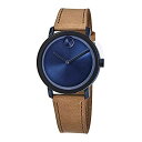 腕時計 モバード メンズ 【送料無料】Movado Men's BOLD Evolution Blue PVD Watch with a Flat Dot Sunray Dial, Blue/Brown (Model 3600505)腕時計 モバード メンズ