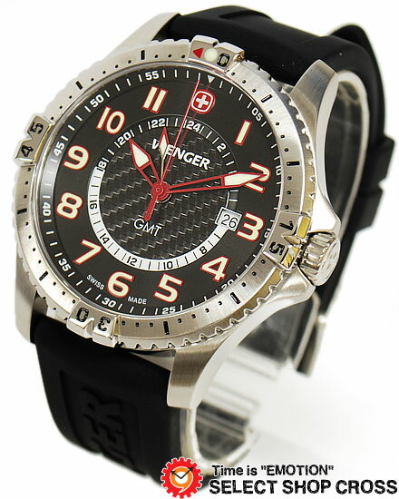ウェンガー WENGER Squadron GMT スクワードロンGMT アナログ メンズ 腕時計 77075 ブラック/レッド 