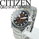 延長！シチズン CITIZEN Q&Q メンズ 腕時計 ソーラー アナログ クロノグラフ H022-212 ブラック/オレンジクーポンで更に200円OFF！ CITIZEN Q&Q 腕時計 ソーラー アナログ H022-212 ブラック/橙