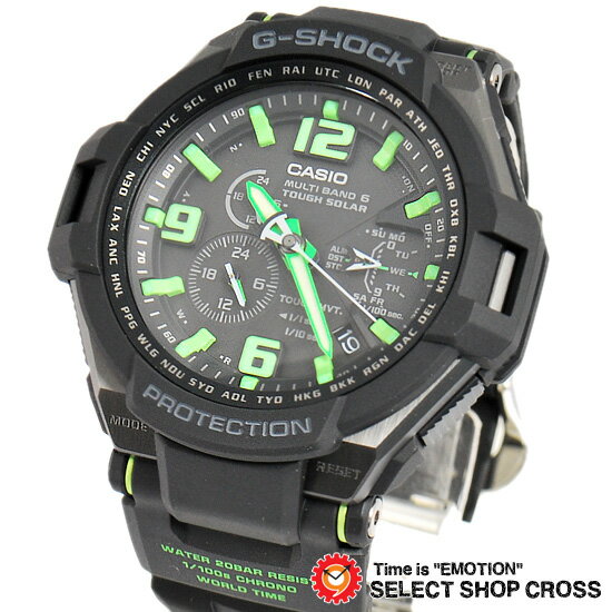 Gショック G-SHOCK CASIO カシオ 電波 ソーラー メンズ 腕時計 スカイコックピット GW-4000-1A3DR ブラック 黒/グリーン 海外モデル  G-SHOCK スカイコックピット 電波 ソーラー 腕時計 GW-4000-1A3DR 黒/緑