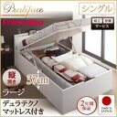 【組立設置費込】収納ベッド シングル・ラージ【縦開き】【Pratipue】【デュラテクノマットレス付】ダークブラウン 国産跳ね上げ収納ベッド【Pratipue】プラティーク【代引不可】