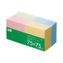 (まとめ) TANOSEE エコふせん キューブ 75×75mm 4色 1パック(4冊) 【×4セット】