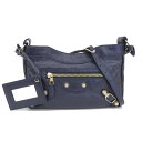 【大幅値下げ!】 美品 バレンシアガ BALENCIAGA ジャイアントヒップ ショルダーバッグ レザー ネイビー 237203 【中古】【ポイント2倍】