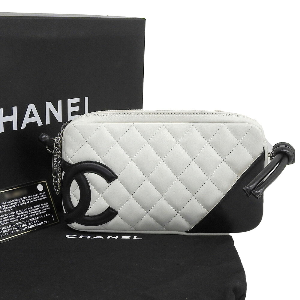 【本物保証】 箱・布袋・保付 シャネル CHANEL カンボンライン ショルダーポーチ A25175 シール付 9番台 アクセサリーポーチ ココマーク 【中古】