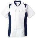 (ミズノ) MIZUNO 男性用前ファスナージャケット【制菌/透防止/制電】医療白衣MZ-0111 MZ-0111 C-1 ホワイト*ネイビー S