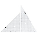 【ポイント5倍！】三角定規 18x2方眼 定規 授業 算数 数学 図形 線引き 寸法 計測 角度 5mm方眼 再生材 硬質アクリル 講義 平行線 四角形 使いやすい 三平方 台形 ひし形