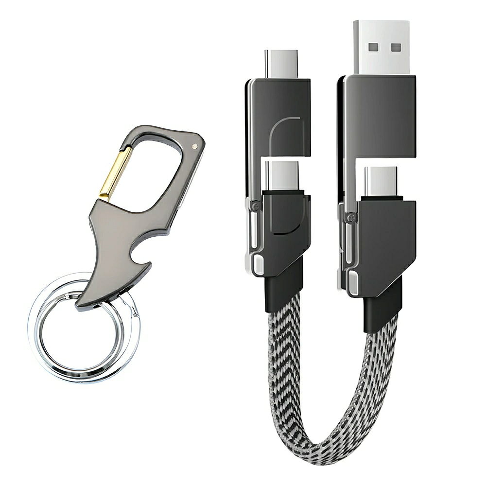 6in1USBケーブル usb type-c 合金製 ライトニングケーブル 充電 携帯用 マルチケーブル iPhone Andoroid iPad 6-6in1 iPhone 充電 ケーブル 変換 急速充電 スマホからスマホに充電 incharge6 後継 インチャージ マルチ充電ケーブル <strong>インチャージ6</strong> 多機能キーホルダー付き