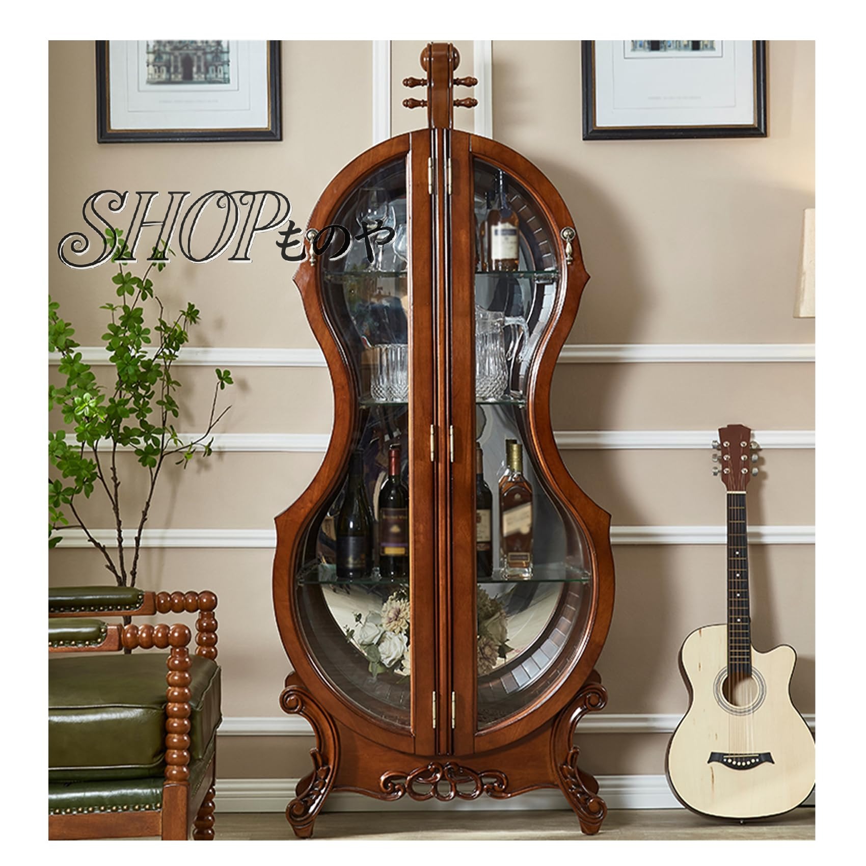 酒棚 ディスプレイ チェロ型無垢材ウイスキー＆ワインキャビネット｜おしゃれ酒棚・ボトルラック・ワイングラス収納・ウイスキー棚・酒棚・ヴィンテージデザイン