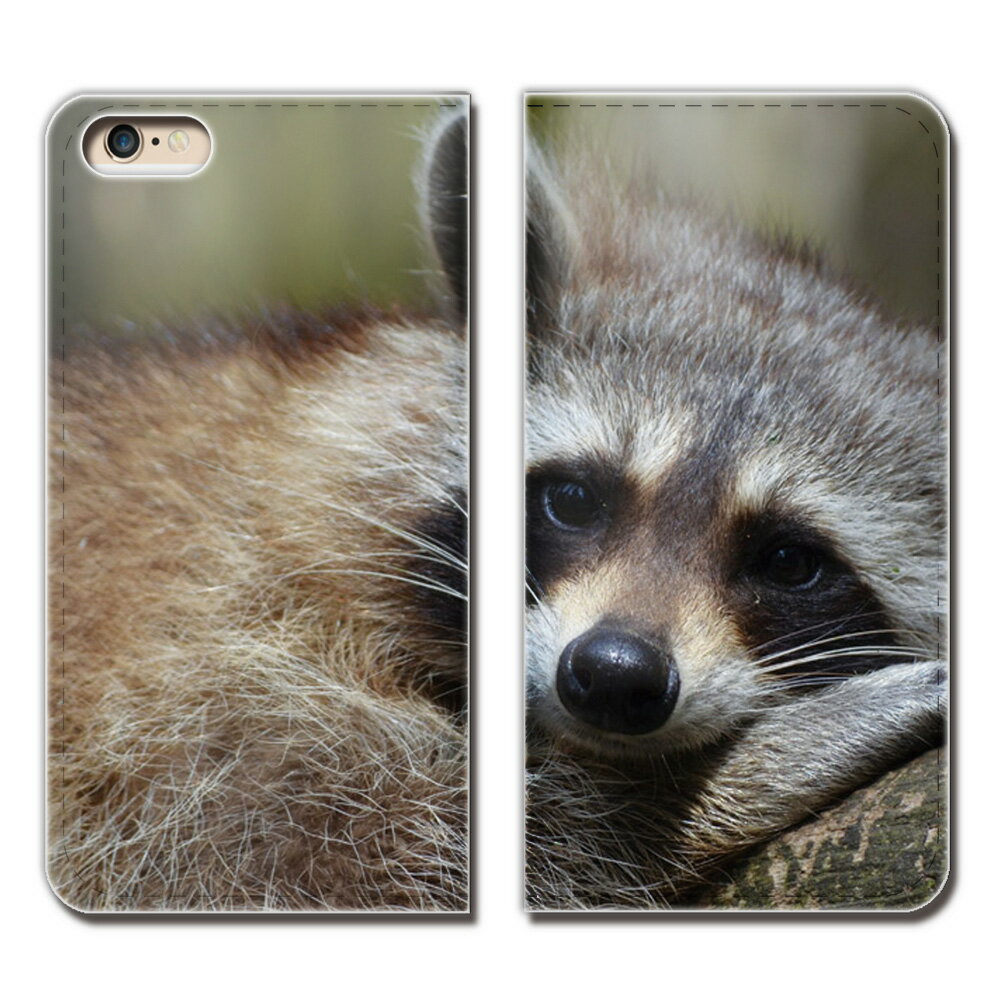 Xperia XZ1 SO-01K ケース 手帳型 ベルトなし PHOTO 狸 アライグマ アニマル スマホ カバー ポスター03 eb18104_03