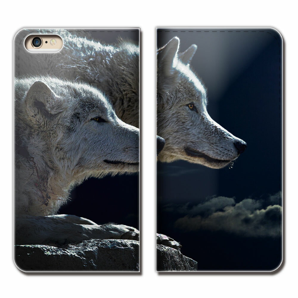 AQUOS sense lite SH-M05 ケース 手帳型 ベルトなし アニマル 狼 オオカミ 月夜 遠吠え スマホ カバー 動物 eb28803_04