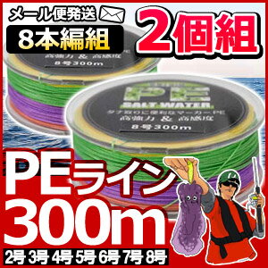 【2セットまでメール便送料無料】 【お得な2個セット】 8編 強力PEライン 300m 2…...:shopworld:10129676