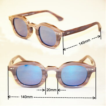 MOVITRA Sunglasses MIDDLE HORN WITH FLASH BLUE SKY LENSES モビトラ サングラス ツノ柄エフェクト ブルーミラーレンズ ウェリントン型 ユニセックス 男女兼用 Made in Italy