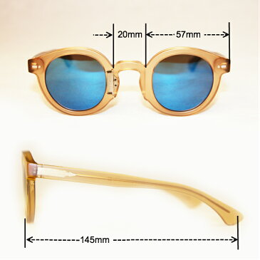 MOVITRA Sunglasses CRYSTAL MATTE HONEY with FLASH BLUE SKY LENZES モビトラ サングラス 半透明 蜂蜜色 ブルーミラーレンズ ボストン型 UVカット ユニセックス 男女兼用 Made in Italy