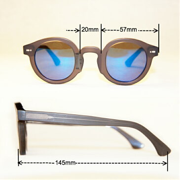 MOVITRA Sunglasses CRYSTAL BLACK WITH FLASH BLUE SKY LENSES モビトラ サングラス 半透明の黒、つや消しフレーム ブルーミラーレンズ ボストン型 UVカット ユニセックス 男女兼用