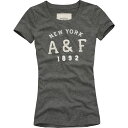 2009年春新作!【100%本物保証!】【Abercrombie & Fitch】ユーズド加工を施したアップリケがめちゃかわいい♪アバクロ レディースTシャツ Meg ダークヘザーグレー