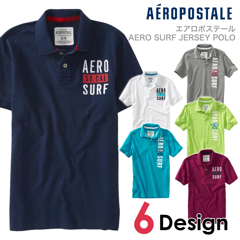 AEROPOSTALE/エアロポステール メンズ 半袖ポロシャツ AERO SURF JERSEY POLO 6色 (7923、7924)(S,M,L,XL)(半袖ポロシャツ)(アメカジ)
