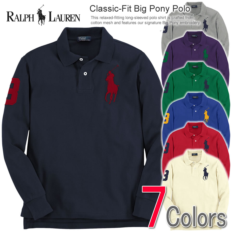ポロ ラルフローレン ボーイズ 長袖 ポロシャツ Classic-Fit Big Pony Polo 7色 (POLO RALPH LAUREN)(18121146)(S,M,L,XL),アメカジ,ポロシャツ,(メンズ,新作) (ポロシャツ)