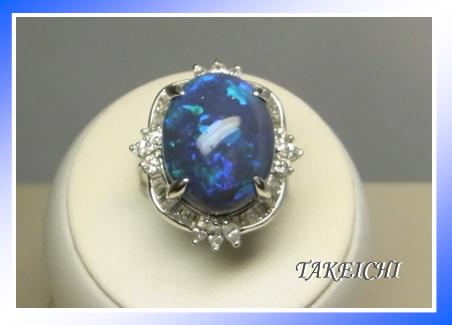 プラチナ★リング Bオパール16.06ct●17号【鑑定書付】【中古】“e2865