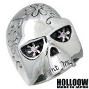 HOLLOOW【ホロウ】リング 指輪 レディース スカル メンズ シルバー ピンクキュービック ドクロ 髑髏 10~25号925 スターリングシルバー KHR-10