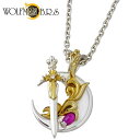 WOLFMAN B.R.S【ウルフマンB.R.S】ネックレス メンズ シルバー パルメットムーン ブレードS 合成ルビー キュービック 剣 925 スターリングシルバー WO-P-208G-CL60