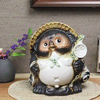 信楽焼 和風 おしゃれ 6号福たぬき 開運 たぬき 開運 縁起物 タヌキ 陶器 置物 しがらきやき 焼き物 狸 商売繁盛 家内安全 金運 ta-0068